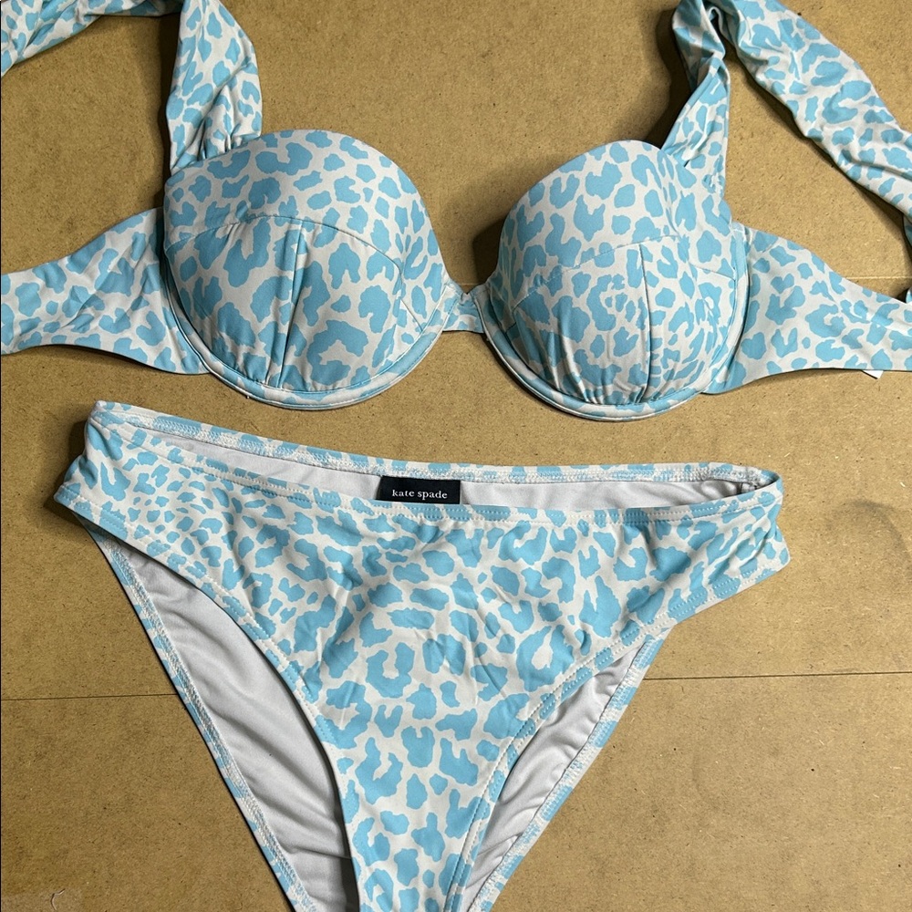 kate spade Blue and White Leopard Print Bikini Set